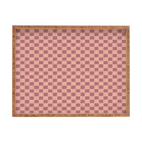 Schatzi Brown Alice Check Mauve Rectangular Tray