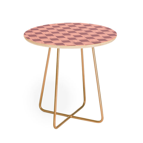 Schatzi Brown Alice Check Mauve Round Side Table
