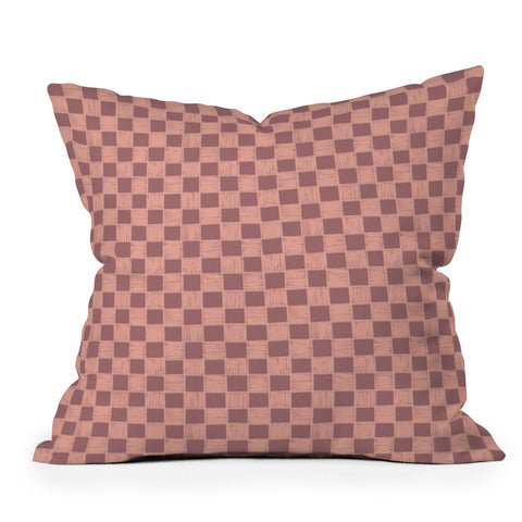 Schatzi Brown Alice Check Mauve Throw Pillow