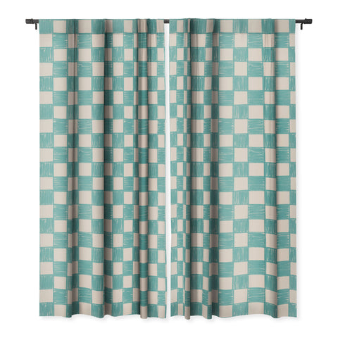 Schatzi Brown Alice Check Mint Blackout Window Curtain