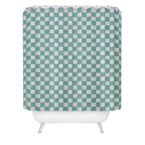 Schatzi Brown Alice Check Mint Shower Curtain