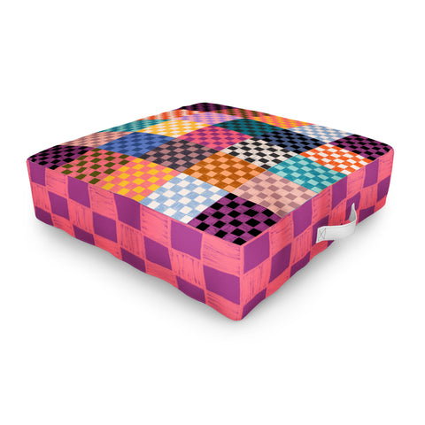 Schatzi Brown Alice Check Multi Outdoor Floor Cushion