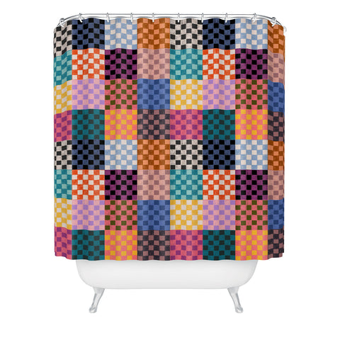 Schatzi Brown Alice Check Multi Shower Curtain