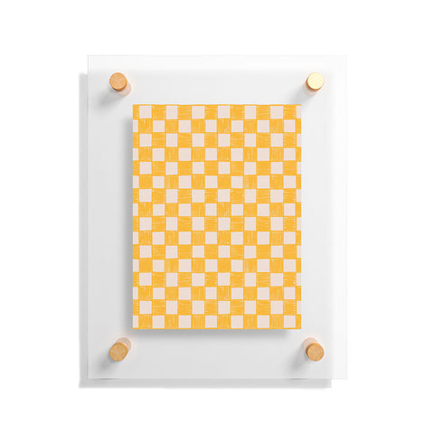 Schatzi Brown Alice Check Yellow Floating Acrylic Print