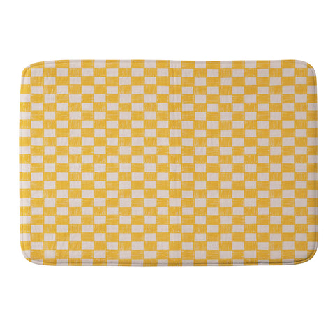 Schatzi Brown Alice Check Yellow Memory Foam Bath Mat