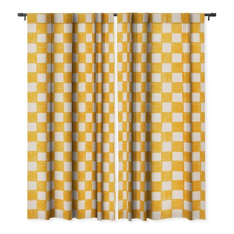 Schatzi Brown Alice Check Yellow Blackout Window Curtain