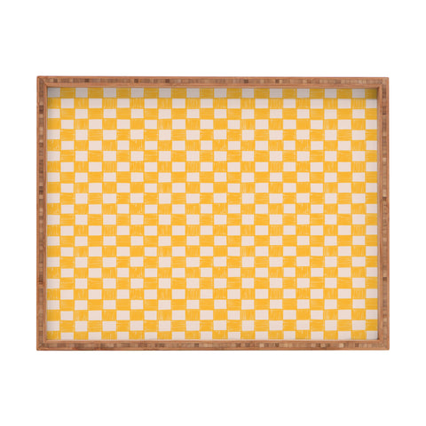 Schatzi Brown Alice Check Yellow Rectangular Tray