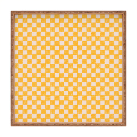 Schatzi Brown Alice Check Yellow Square Tray
