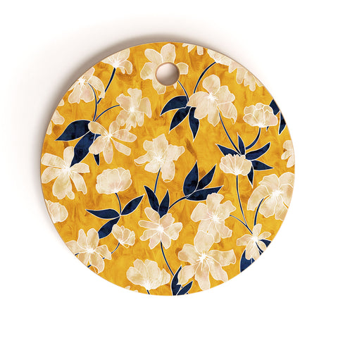 Schatzi Brown Amiee Floral Dandelion Cutting Board Round
