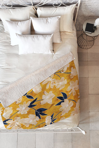 Schatzi Brown Amiee Floral Dandelion Fleece Throw Blanket