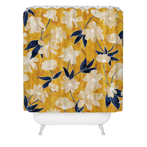 Schatzi Brown Amiee Floral Dandelion Shower Curtain