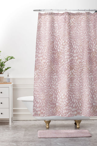 Schatzi Brown Animal Skin 2 Blush Shower Curtain And Mat
