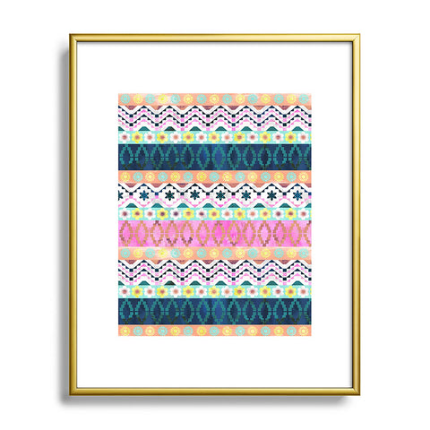 Schatzi Brown Aviana Boho Stripe Metal Framed Art Print