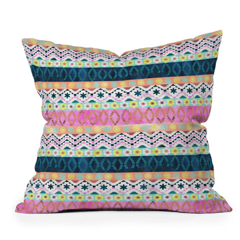 Schatzi Brown Aviana Boho Stripe Throw Pillow