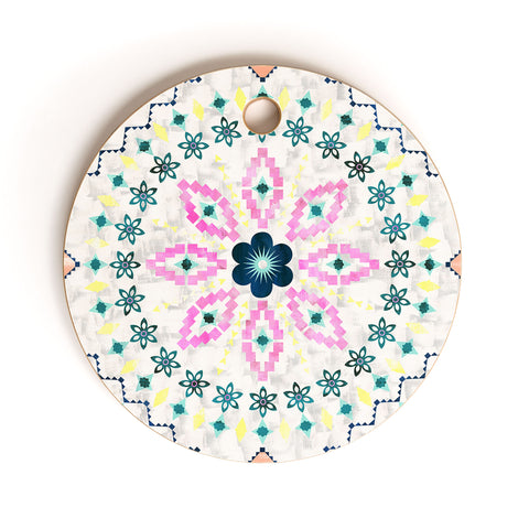 Schatzi Brown Aviana Mandala White Cutting Board Round