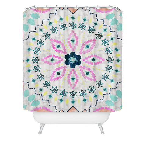 Schatzi Brown Aviana Mandala White Shower Curtain