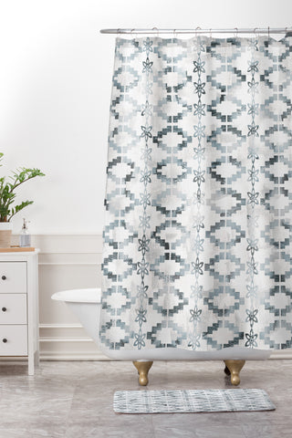 Schatzi Brown Aviana Stripe White Shower Curtain And Mat