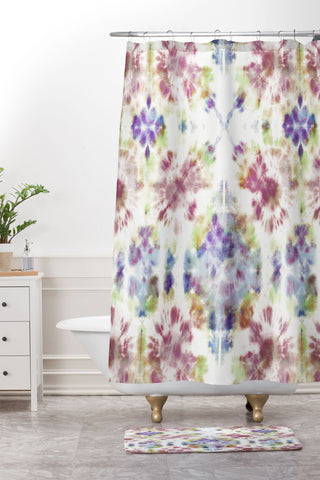 Schatzi Brown Bexeley Tie Dye Rainbow Shower Curtain And Mat