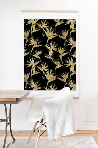 Schatzi Brown Bird of Paradise Black Gold Art Print And Hanger