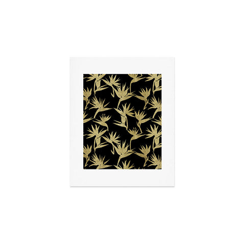 Schatzi Brown Bird of Paradise Black Gold Art Print