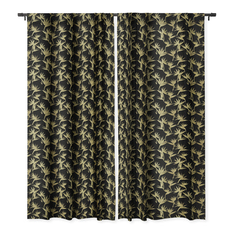 Schatzi Brown Bird of Paradise Black Gold Blackout Window Curtain