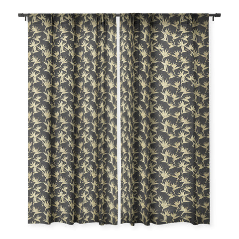 Schatzi Brown Bird of Paradise Black Gold Sheer Window Curtain