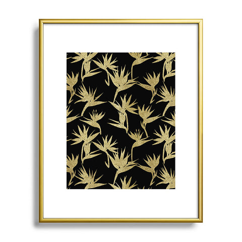 Schatzi Brown Bird of Paradise Black Gold Metal Framed Art Print