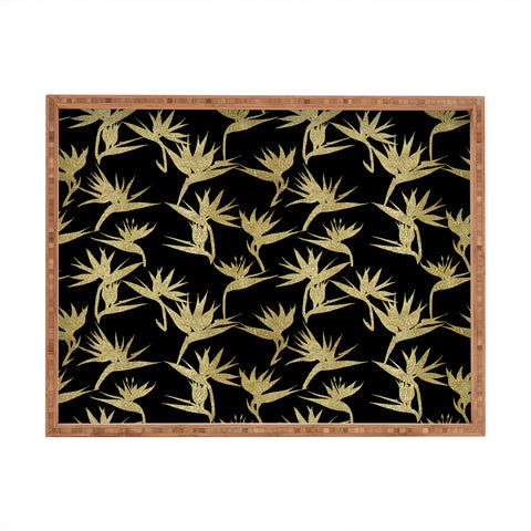 Schatzi Brown Bird of Paradise Black Gold Rectangular Tray