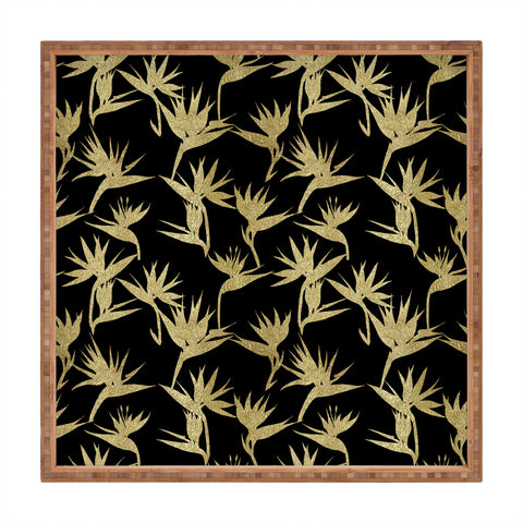 Schatzi Brown Bird of Paradise Black Gold Square Tray