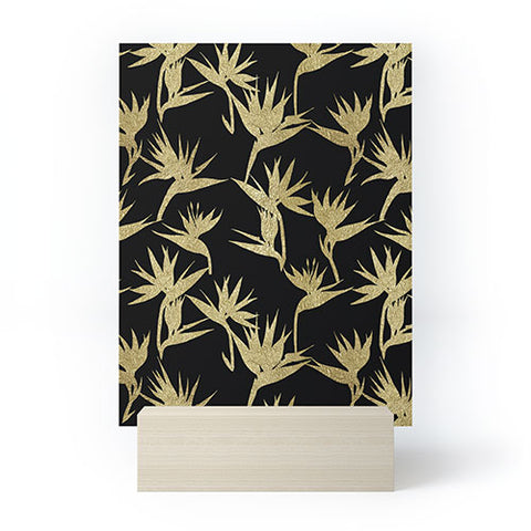Schatzi Brown Bird of Paradise Black Gold Mini Art Print