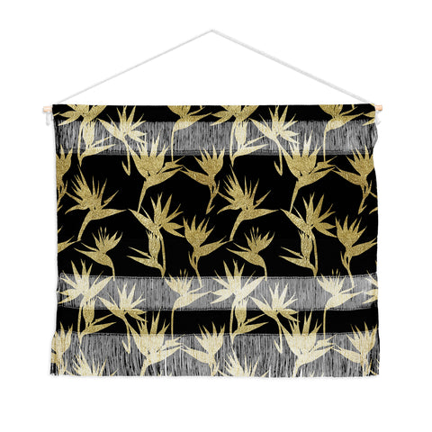 Schatzi Brown Bird of Paradise Black Gold Wall Hanging Landscape