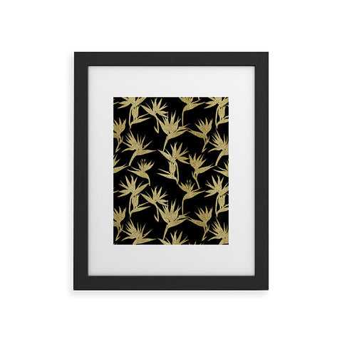 Schatzi Brown Bird of Paradise Black Gold Framed Art Print