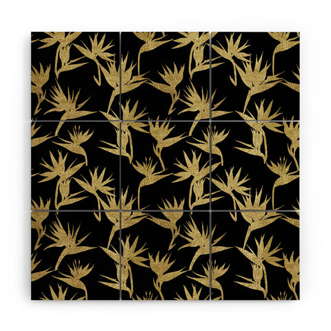 Schatzi Brown Bird of Paradise Black Gold Wood Wall Mural