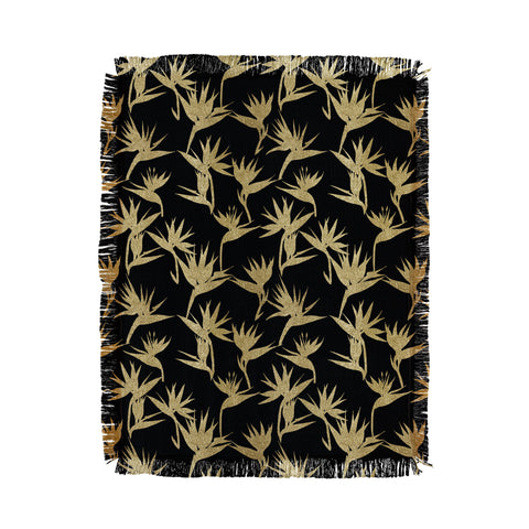 Schatzi Brown Bird of Paradise Black Gold Throw Blanket