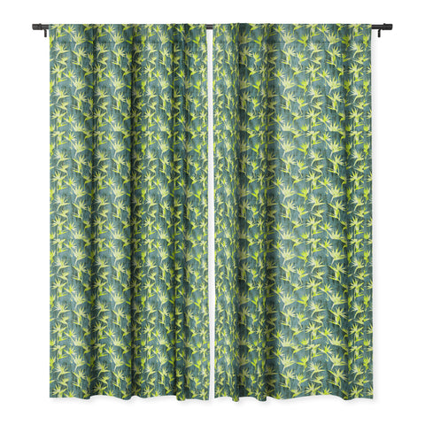 Schatzi Brown Bird of Paradise Green Blackout Window Curtain
