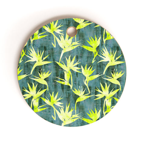 Schatzi Brown Bird of Paradise Green Cutting Board Round