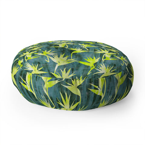 Schatzi Brown Bird of Paradise Green Floor Pillow Round