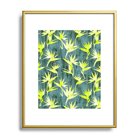 Schatzi Brown Bird of Paradise Green Metal Framed Art Print
