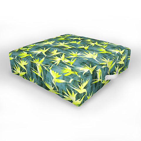 Schatzi Brown Bird of Paradise Green Outdoor Floor Cushion