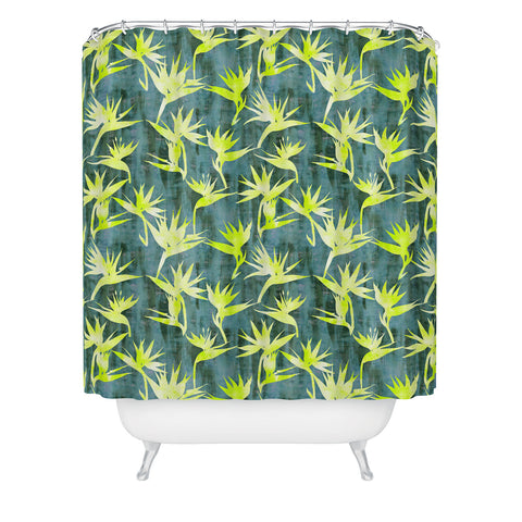 Schatzi Brown Bird of Paradise Green Shower Curtain