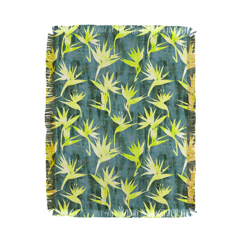 Schatzi Brown Bird of Paradise Green Throw Blanket