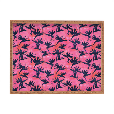 Schatzi Brown Bird of Paradise Hot Pink Rectangular Tray