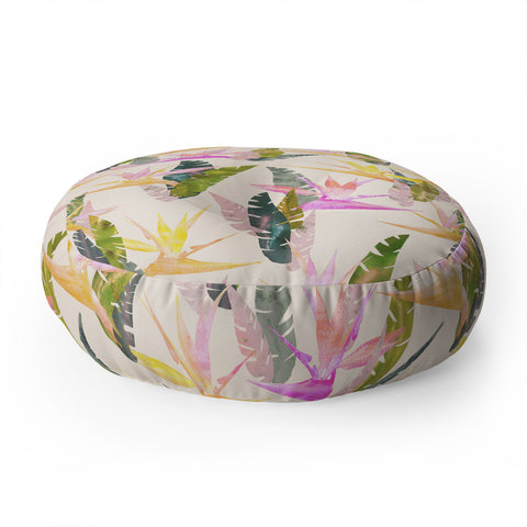 Schatzi Brown Birdie Tropical Ivory Floor Pillow Round