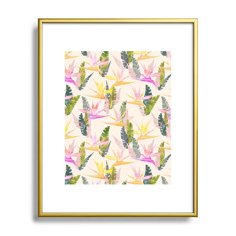 Schatzi Brown Birdie Tropical Ivory Metal Framed Art Print