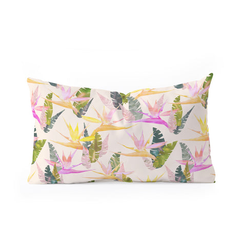 Schatzi Brown Birdie Tropical Ivory Oblong Throw Pillow