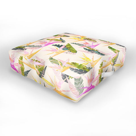 Schatzi Brown Birdie Tropical Ivory Outdoor Floor Cushion