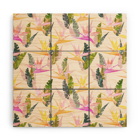 Schatzi Brown Birdie Tropical Ivory Wood Wall Mural