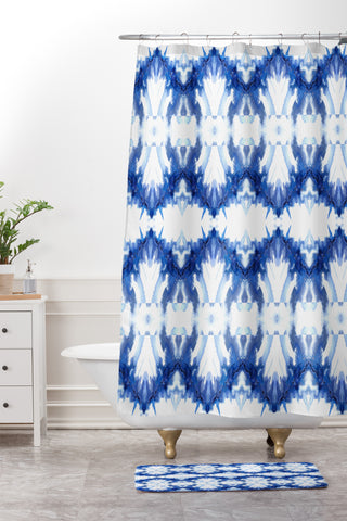 Schatzi Brown Blue Water Love Number 6 Shower Curtain And Mat