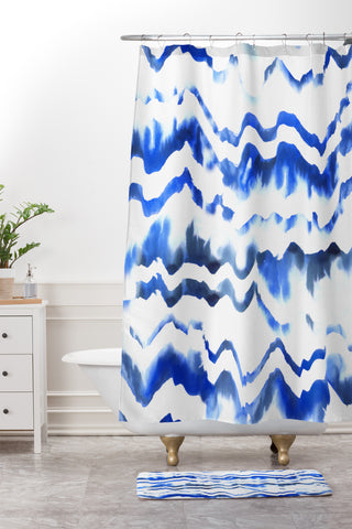 Schatzi Brown Blue Water Love Shower Curtain And Mat