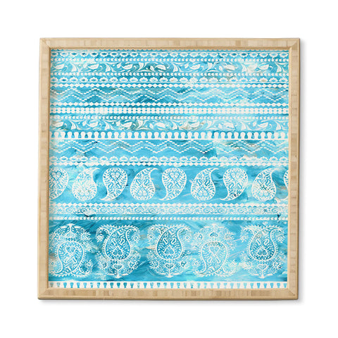 Schatzi Brown Bodhi Bohemian Stripe Aqua Framed Wall Art
